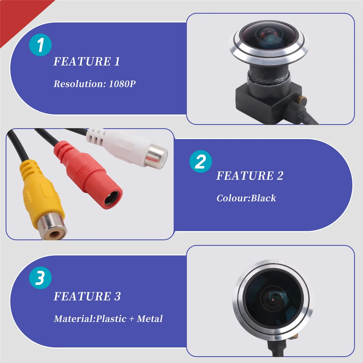 ABJG-1.7mm كاميرا فيديو بانوراما عين السمكة AHD 2MP 1080P كاميرا عارض ثقب الباب زاوية واسعة لـ