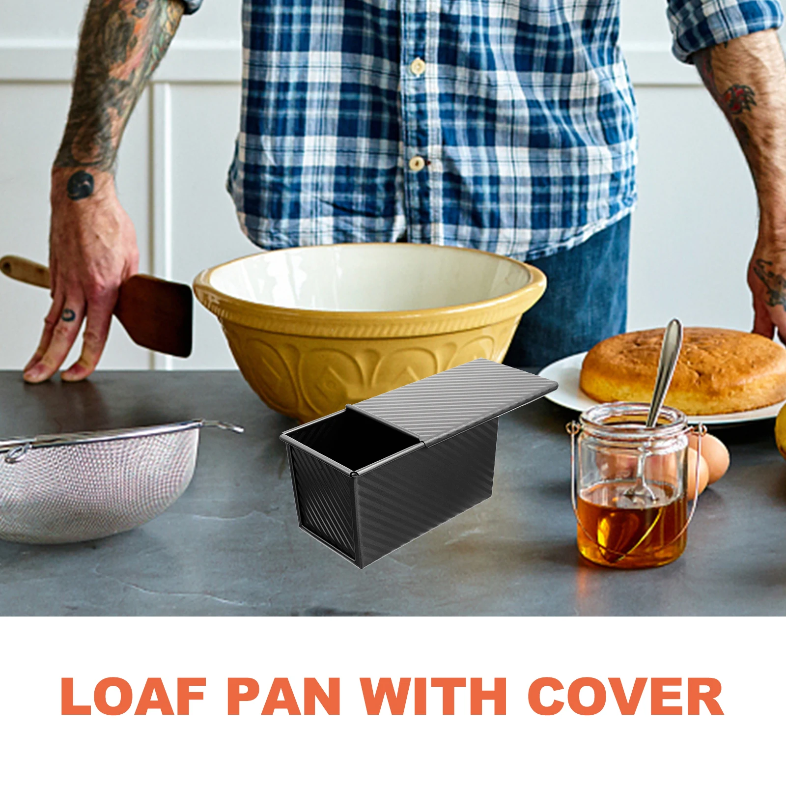 

Round Toast Box with Lid Baking Pans for Oven Loaf Carbon Steel Kitchen Supplies