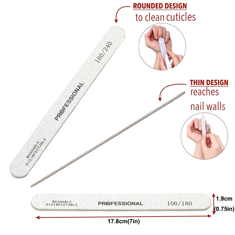 Houten Nagelvijl Professionele Nail Art Schuren Buffer Bestand 100/180/240 Dubbelzijdig Voor Salon Manicure Pedicure UV gel Tips