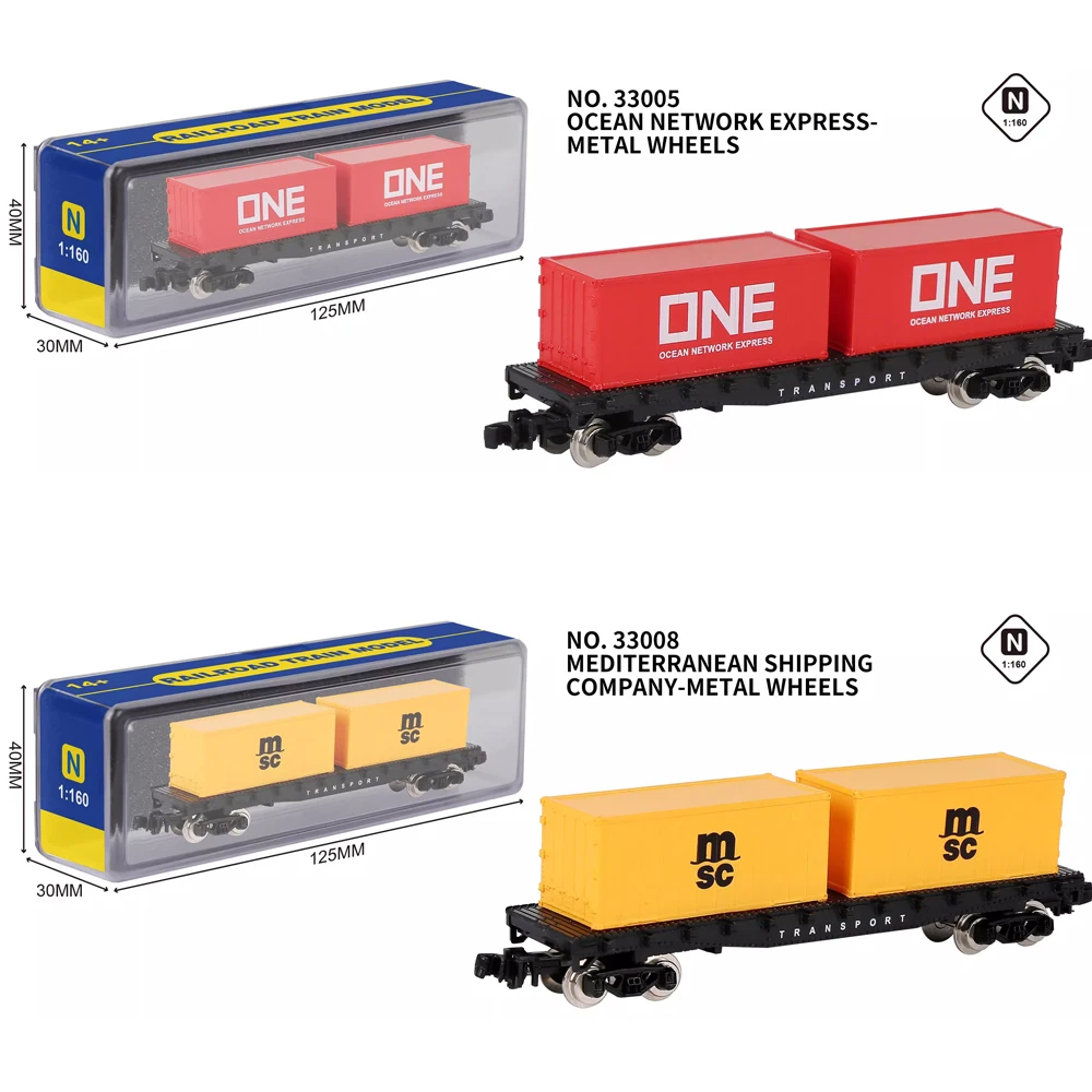 لعبة قطار N-type 1/160 مع عبوات مسطحة لسيارات الشحن وعجلات معدنية ونموذج نابض بالحياة وخيارات متعددة رائعة للأولاد.