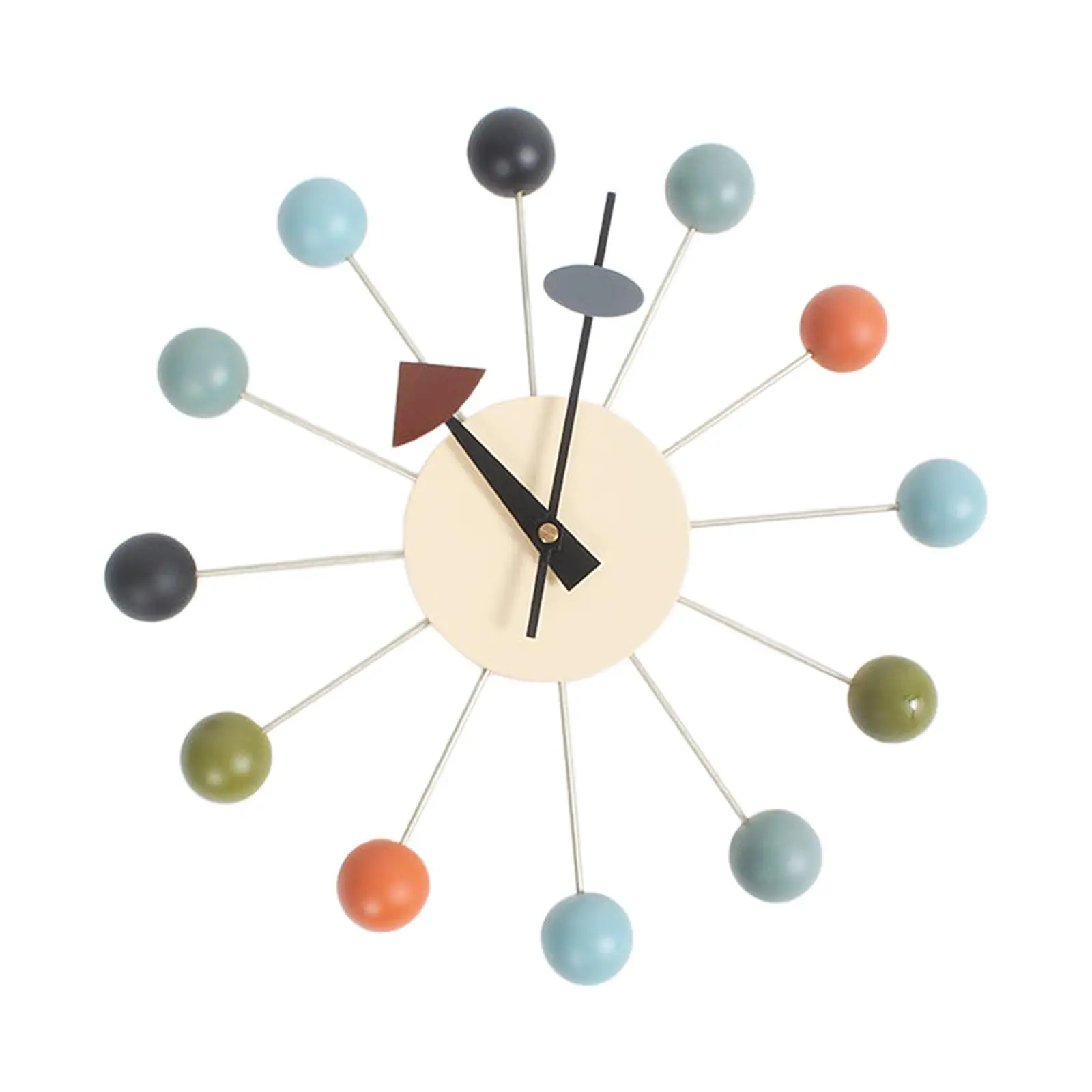 Starburst Ball Wall Clock Mid Century Mute Wall Hanging Clock for Office Dining Room Living Room Kids Room Wall Art Decorations