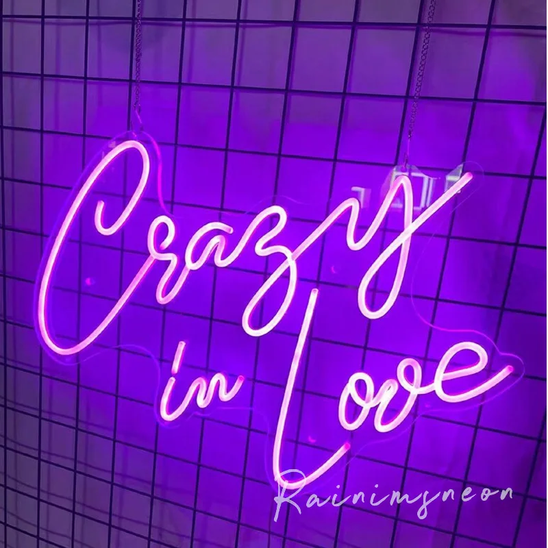 Custom Led Crazy In Love Flexible Neon Light Sign Wedding Decoration Bedroom Home Wall Decor Marriage Party Decorative