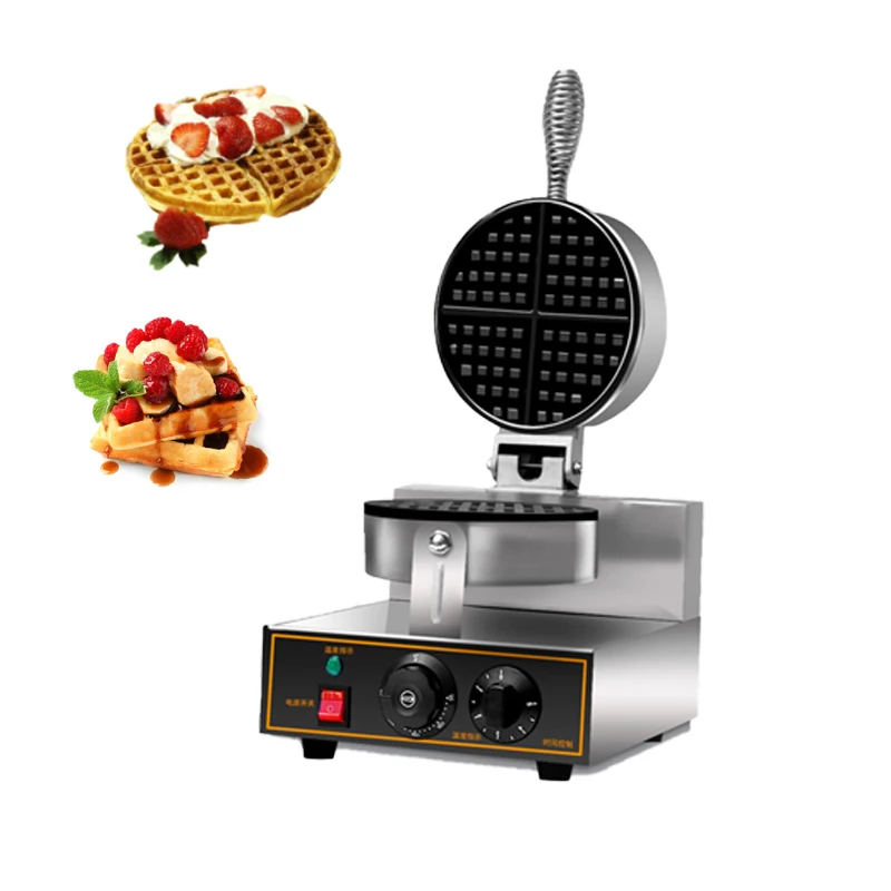 Electric Waffle Maker 1250W Single Round Head waffle Baker Stainless Steel Plate CakeHeating Machine Commercial 110V/220V