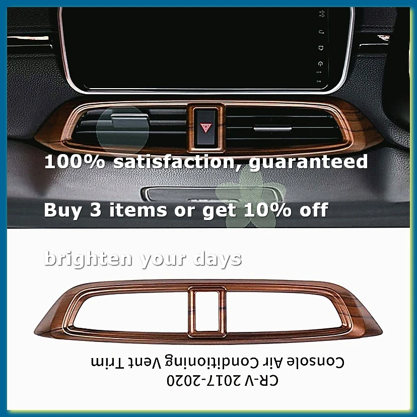 Car Central Air Conditioning Wind Outlet Panel Dashboard Stickers Peach Wood Grain Moulding for -V 2017-2020