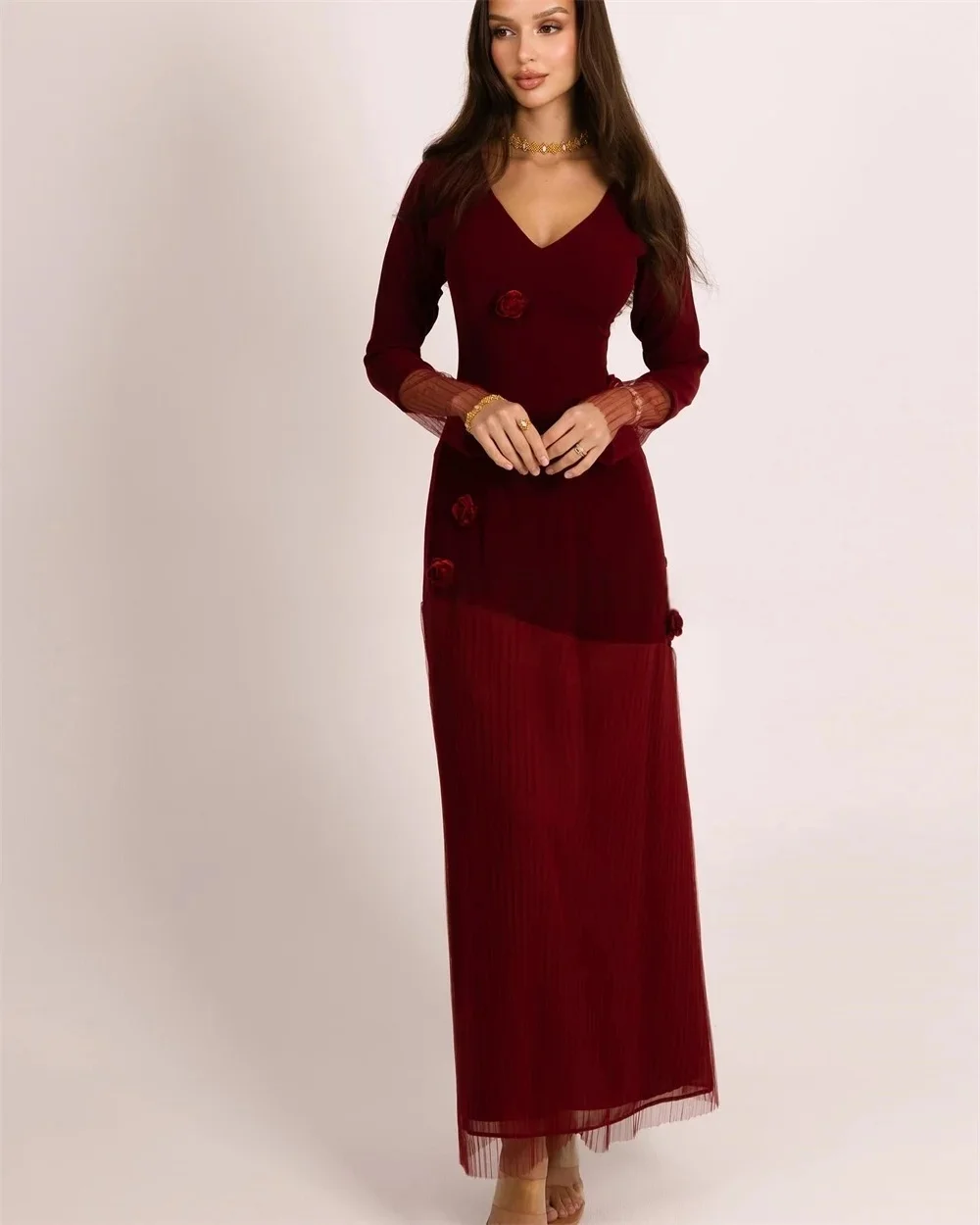 

Бордовое платье с длинными рукавами на заказ Вечерние платья для выпускного вечера Pastrol Унисекс Джерси Ретро Дубай Саудовская Аравия по индивидуальному заказу