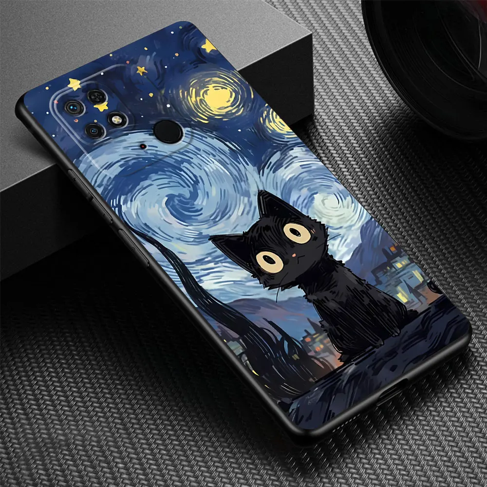 Case for Xiaomi Redmi Note 10 11S 9S 9T 8T 11 Pro 13 Pro 10S 12S 12 9 8 7 11 12 Pro Starry Sky Cat Matte Matte Cover Silicone view 6