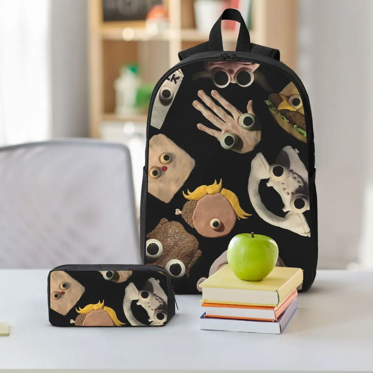 Jack Stauber Mix Backpack Student BookBag School Bag Shoulder Bags 3ps Insulated Lunch Bag Pencil Case