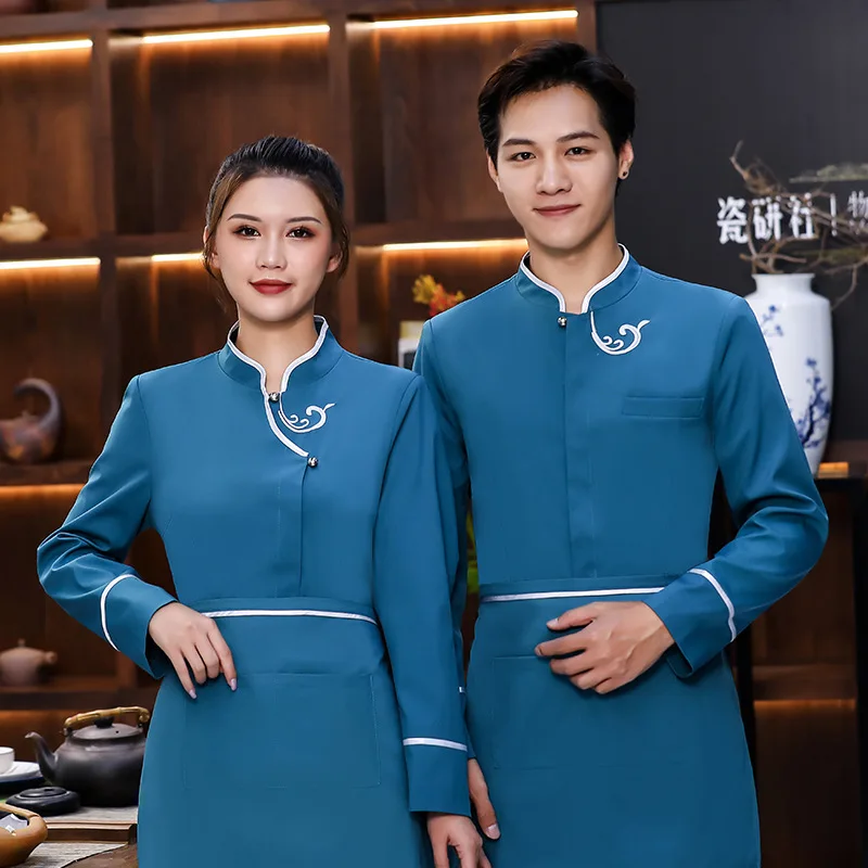 Hotel Work Clothes Autumn and Winter Women's Chinese Restaurant Hot Pot Restaurant Waiter Long Sleeve Skewers Tea House Lobby Un