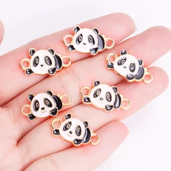 10Pcs 11x20mm Cute Cartoon Panda Enamel Charms Connector Necklace Pendants Bracelet Women's Diy Jewelry Accessories Crafts