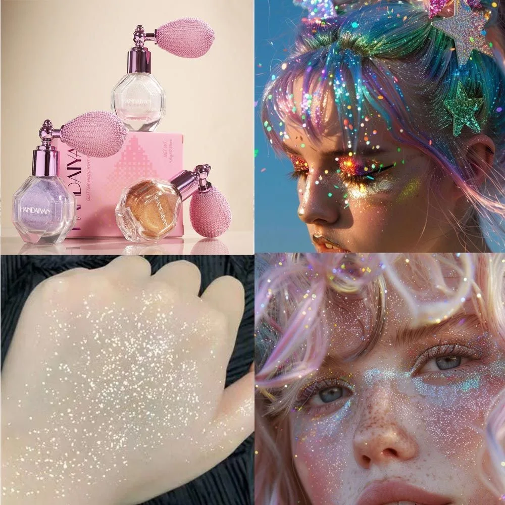 Diamentowy rozświetlacz w pudrze w sprayu Wodoodporny, błyszczący brokatowy bronzer do ciała Rozświetlacz do twarzy Kontur do makijażu