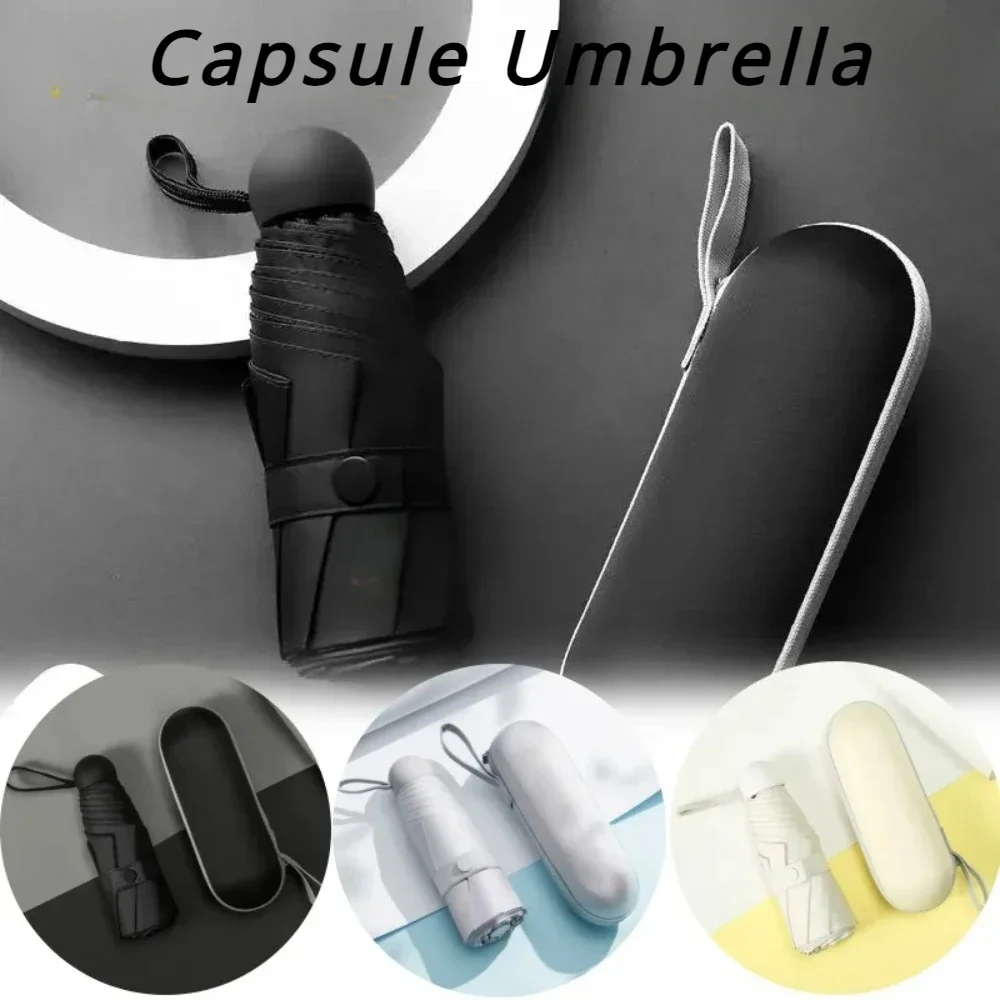 Sun Umbrella Small Capsule Anti-UV Lightweight Capsule Umbrellas Sunscreen Five Folds Ultraviolet Proof Small Travel Umbrella