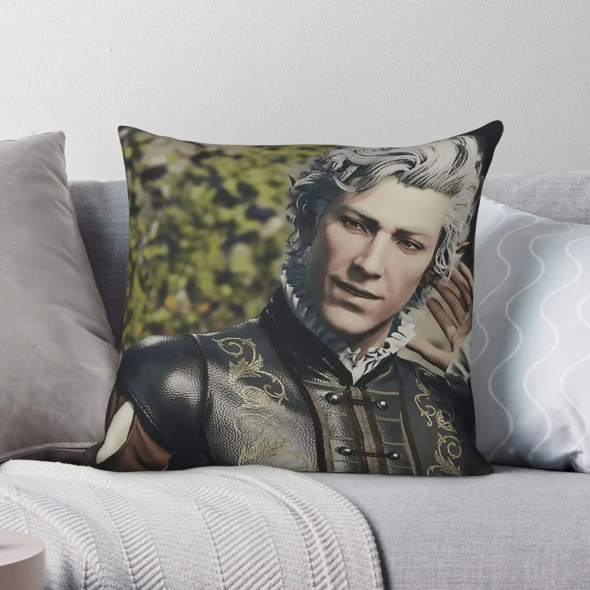 Baldur's Gate 3 Astarion Ancunﾙn Square Pillowcase Polyester Linen Velvet Creative Zip Decorative Sofa Seater Cushion Cover 18