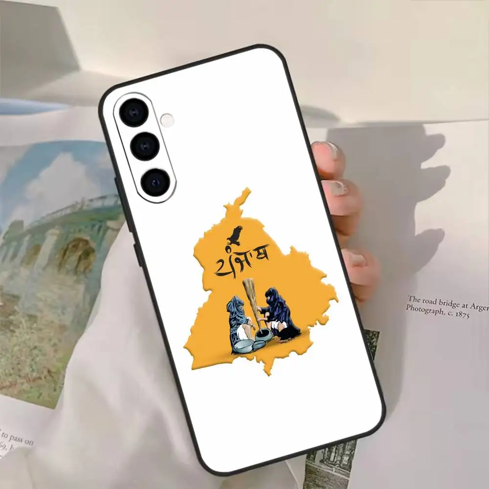 เคสโทรศัพท์แผนที่ปัญจาบสำหรับซัมซุง กาแล็คซี่ เอ 13,21 เอส,22,31,32,52,53,71,72,73,ปกสีดำนุ่ม