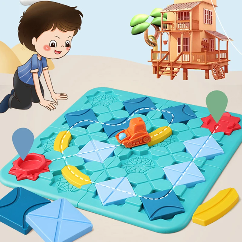 Kids Road Maze Montessori Toys Logical Road Builder Game Assembly Building Maze Toy Puzzle Thinking Toys For Children