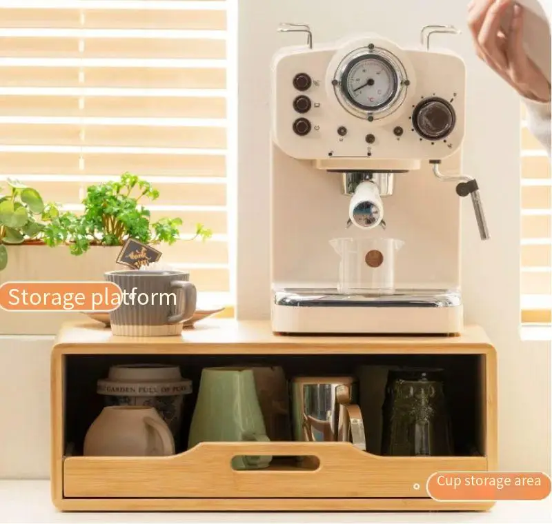 For Coffee Maker Stand with Pull-Out Storage, Cup Holder Rack for Dining & Bar