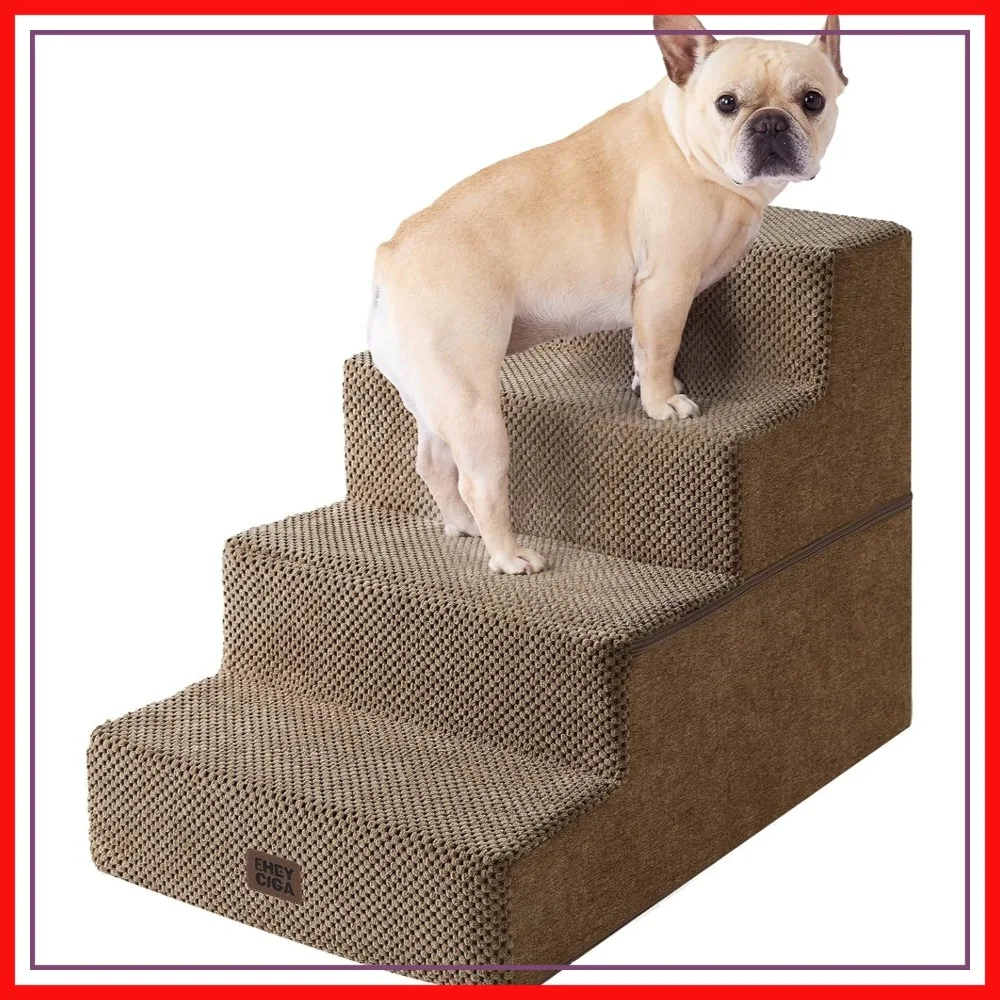 

18" High 4-Step Dog Stairs for Bed, Non-Slip Pet Steps for Small Dogs & Cats, Indoor Ramp
