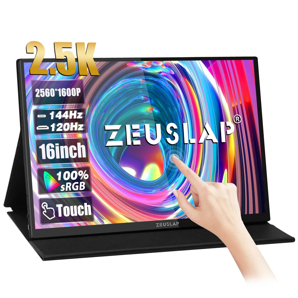 ZEUSLAP 16 2.5K 144Hz Portable Monitor 2560x1600 IPS Touch Screen