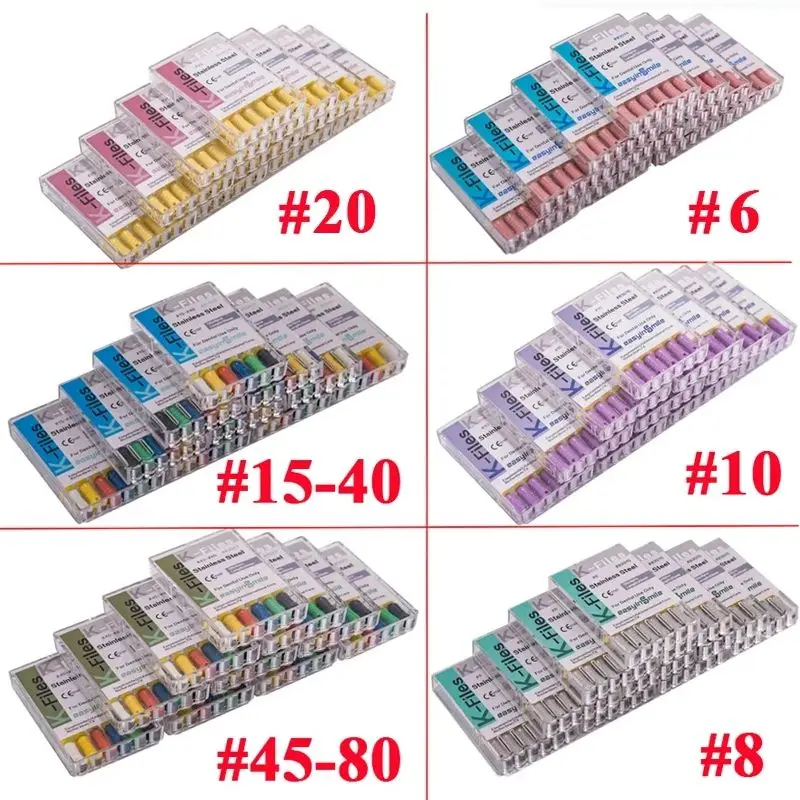 60Pcs/10Pack Dental Hand Use K-Files 25mm Stainless Steel Endodontic Root Canal Files Dentist Tools Lab Equipment