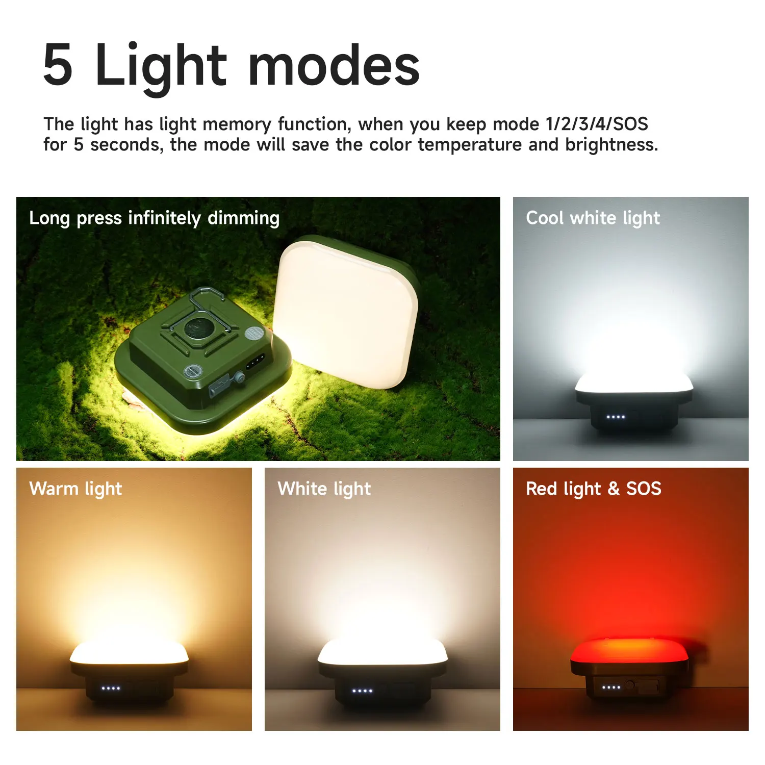 MOSLIGHTING Camping Lantern 50W 1300LM Fast Charging Outdoor Portable Flashlight with 4 Modes Dimmable Hang Tent Lamp Work Light
