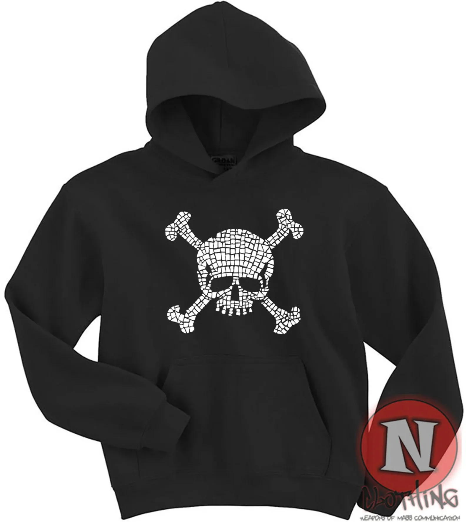 

Mosaic Skull - Crossbones Printed Cotton Hoodie Stylish and Rebellious Sweatshirt To Showcase Your Alternative Spirit