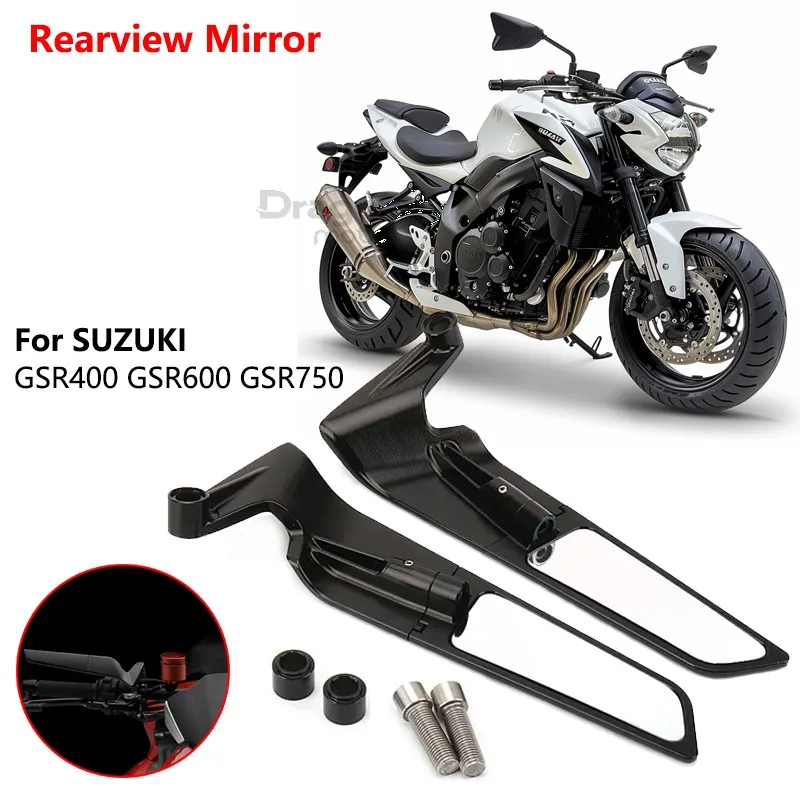 

For SUZUKI GSR400 GSR600 GSR750 Motorcycle Wing Mirrors Rearview Rotating NEW Rearview Side Mirror