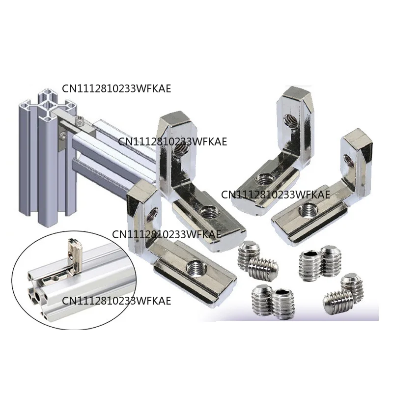 10PCS T Slot L-Shape Aluminum Profile Interior Corner Connector Joint Bracket for 2020 3030 4040 4545 EU Alu-profile with Screws