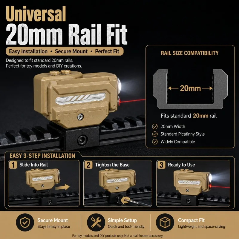 Reinforced 2-in-1 Light Clip Universal 20mm Rail Parts Fit Under-mounted Transmitter & Flashlight