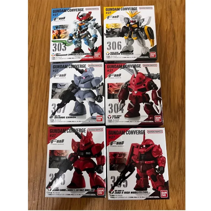 재고 있음 반다이 오리지널 Shokugan FW 건담 컨버지 27 ZAKU ZGOK SANDROCK GELGOOG GQUUUUUUX 애니메이션 피규어 모델 장난감 선물 어린이