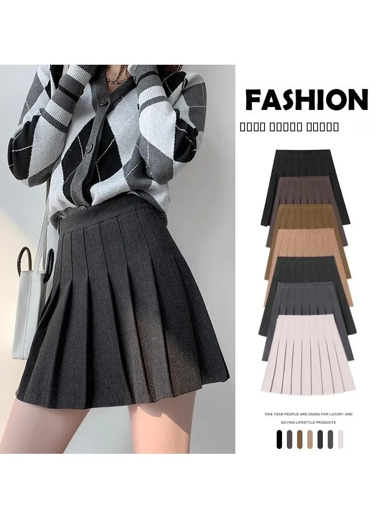

Шерстяная юбка в клетку для женщин, осень-зима 2025, с высокой талией, стройнящая, с защитой от просвечивания, юбка А-силуэта, юбка-карандаш