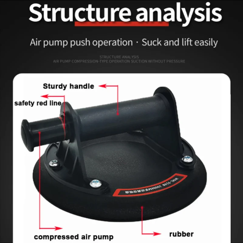 Nieuwe Vacuüm Zuignap 200kg Laadvermogen Zware Vacuümstrooier voor Tegel Adsorptie Graniet Glas Lifting 8/14 inch Cup