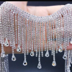 Gold and Silver Heart-shaped Encrypted Tassel Hanging Bead Long and Short Rhinestone Jewelry Lace DIY Craft RS25009