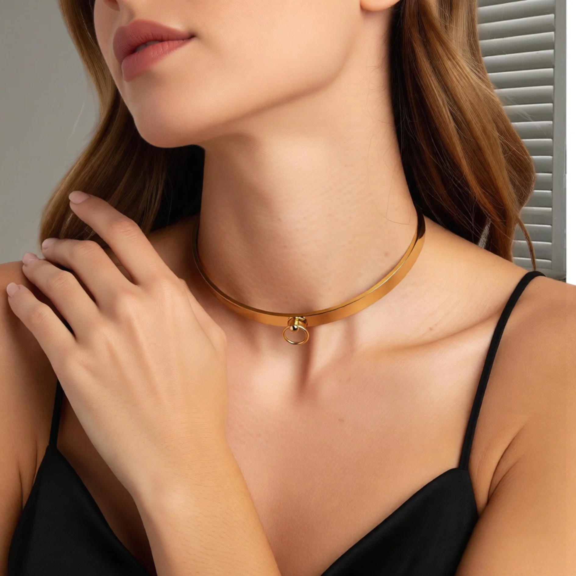Acechannel Gold Black Silver Color Polished Stainless Steel Slave Choker Necklace Fetish Wear Woman Jewelry Women Necklace view 4