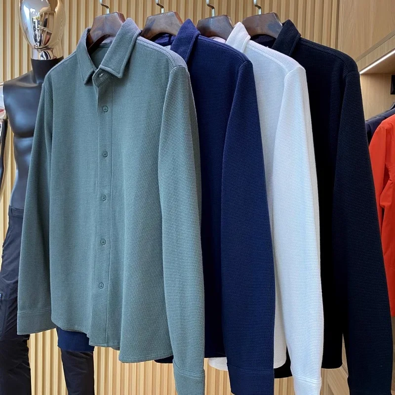 الرجعية اليابانية Sle الرجال طويلة Sve irt Jaet عادية لون نقي الخريف جديد الوقوف صالح زر حتى Wfle الملمس