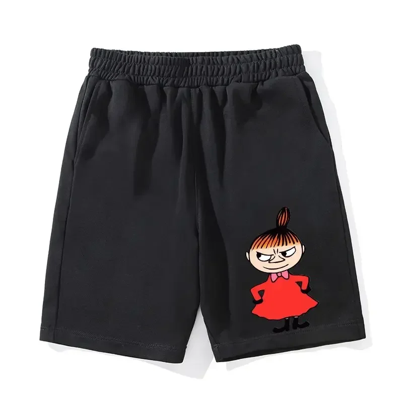 M-Moomins Summer Casual Five Point Shorts Trendy Anime Peripheral Cropped Capri Pants Loose Fashion Mid-length Shorts for Daily