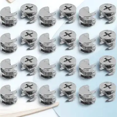 

50Pcs Cam Lock Furniture Connecter Durable Metal Replacement Fastener for Cabinet Drawer Dresser Connecting Screw