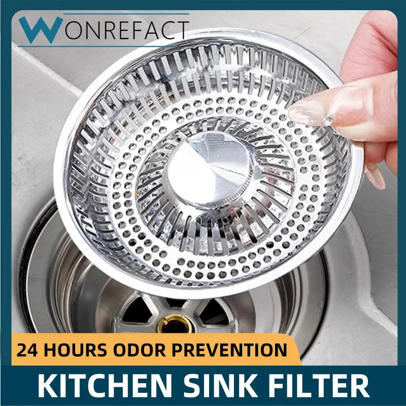 Universal Kitchen Sink Pop-up Drain Filter Anti-Clogging Strainer Basket with Odor Prevention