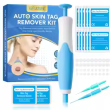 Kit de herramientas de eliminación de etiquetas de piel automática 2 en 1, etiqueta de piel indolora, pluma de eliminación de verrugas y acné con hisopos de limpieza, herramienta para el cuidado de la piel Facial - AliExpress 