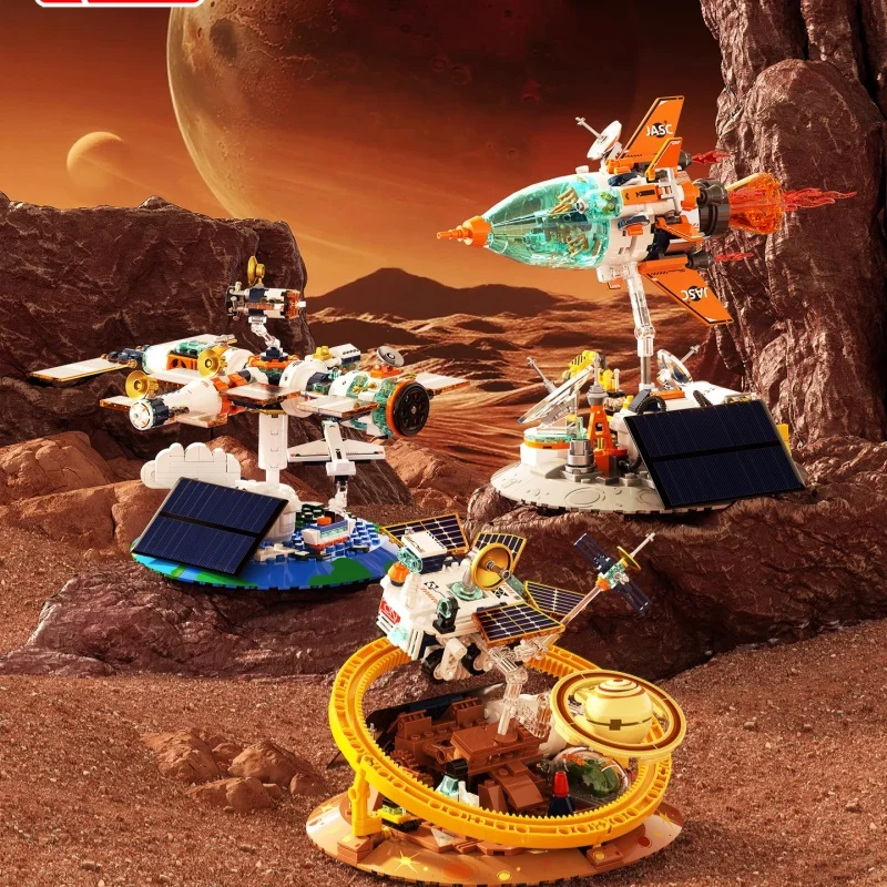 جاكي تجميع اللبنات الفجر الشمسية التحقيق سيارة صاروخ محطة الفضاء سلسلة نماذج لعبة تحصيل الحلي هدايا عيد الميلاد #6