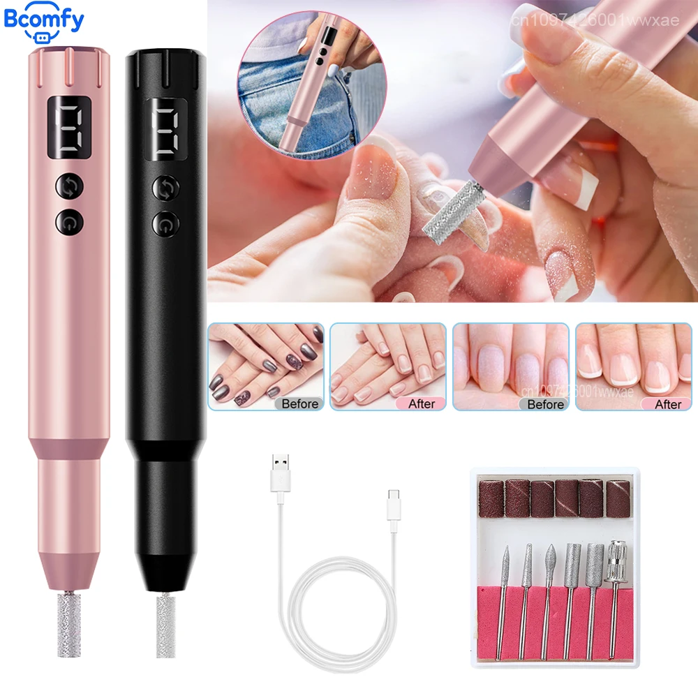 

Electric Nail Drill Machine 14800RPM Wireless Portable Manicure Pedicure Set for Acrylic Gel Nails New Nail File Tool