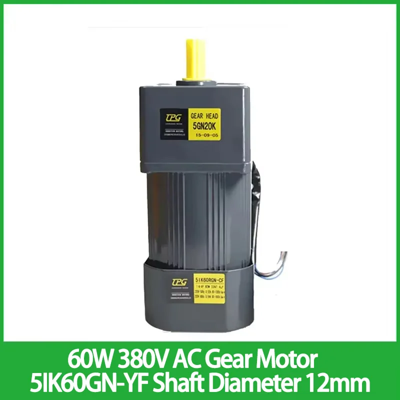 60W 380V AC Gear Motor 5IK60GN-YF Three Phase High Torque Asynchronous Motor Shaft Diameter 12mm