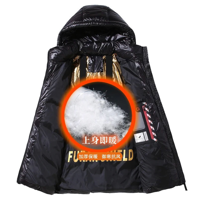 New men plus size down jacket white duck down black gold extra fat fashion large size down warm thick warm jacket