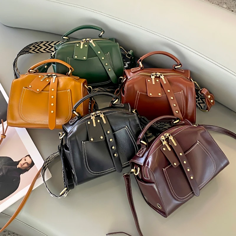 Retro Handbag Women's Cowhide Handbag Purse Retro Genuine Leather Crossbody Bags for Women Bags Sale High Quality