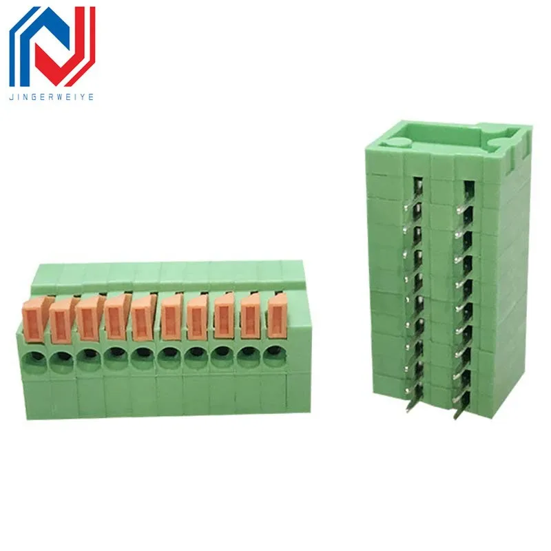 KF141R Pitch 2.54mm PCB Mounted Spring Screless Right Angle Terminal Blocks Connector 2/3/4/5/6Pin 150V 2A for 26-20AWG 5Pcs/Lot