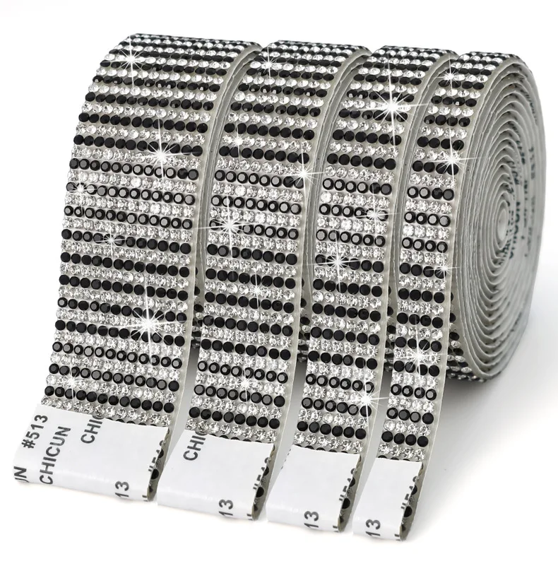 10 Yard Strassbänder Silber mit Abstandshaltern Selbstklebende Kristall-Diamant-Bänder für DIY-Kunsthandwerk Hochzeit Party Geschenkverpackung Dekoration – Detail 3