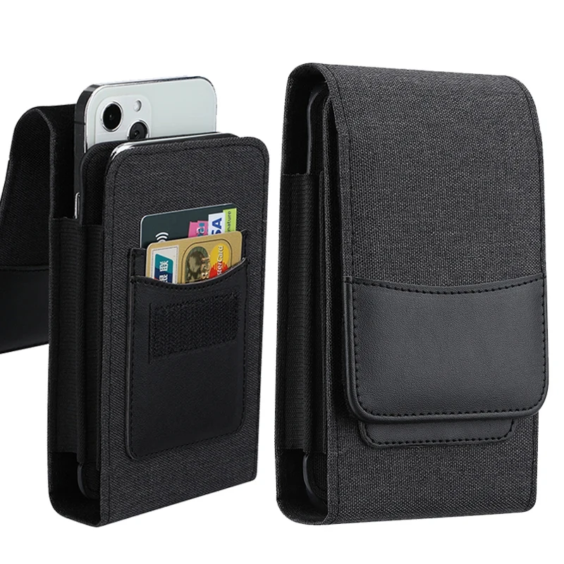 Cell Phone Pouch Nylon Holster Case with Belt Clip Cover Universal Belt Waist Bag for iPhone 15 14 13 Pro Max Samsung Galaxy S23