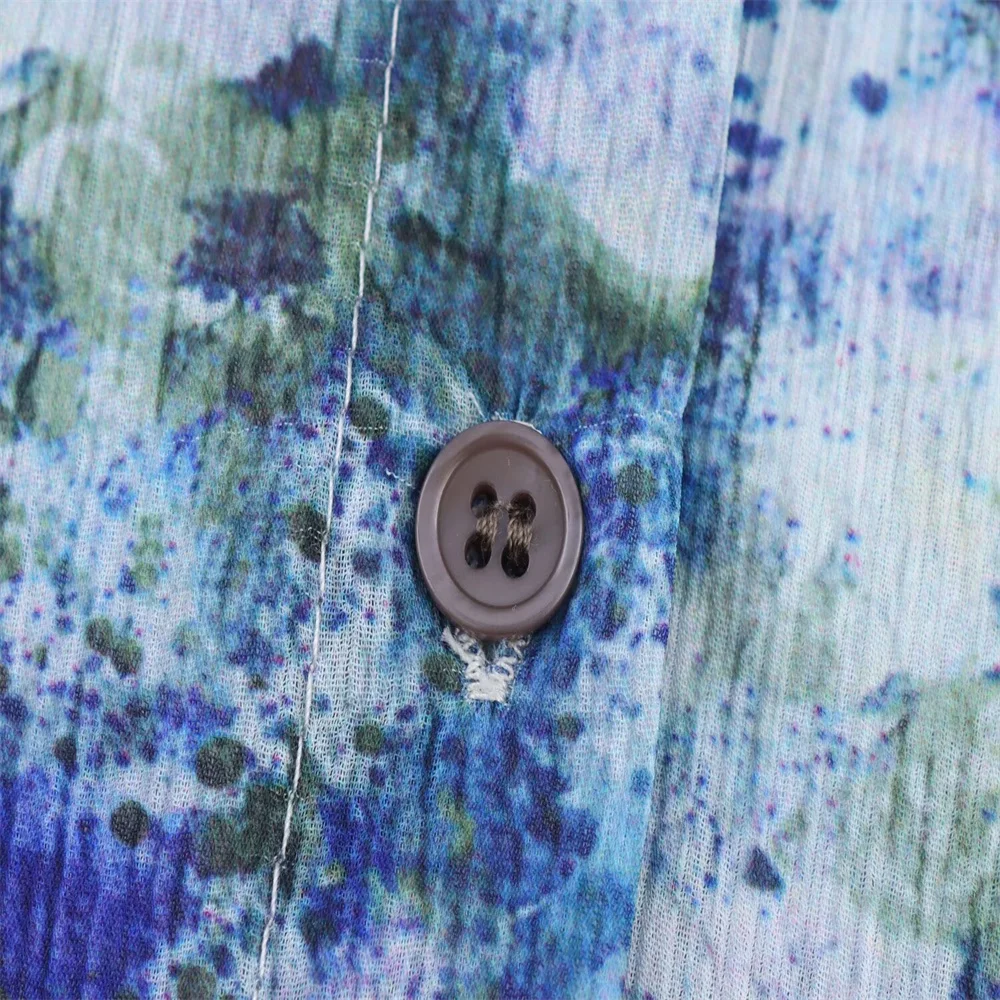 Chemise en mousseline de soie imprimée pour femmes, Style européen et américain, Simple, teinture par nouage, haut de protection solaire, nouvelle mode