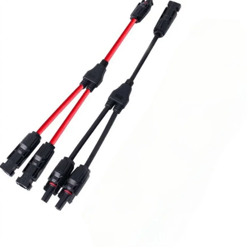30A Y‑Shape Solar Parallel Cable PV Branch Connector M/FF & F/MM Pair Red Black Solar Panel Power Connection Plug for Photovolta