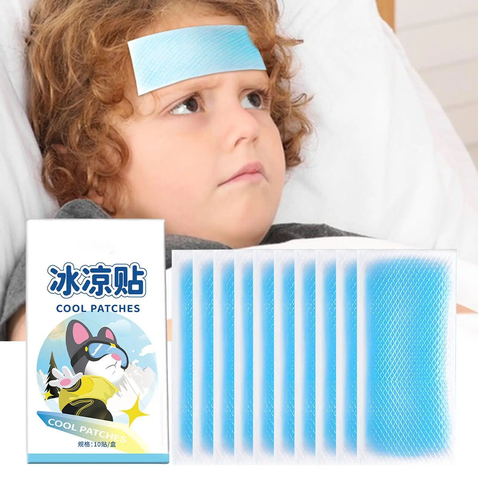 10pcs Fever Cooling Patch Forehead Cooling Patch Instant Cool Pack Compact Sports Cooling Patch Cooling Gadgets for Kids