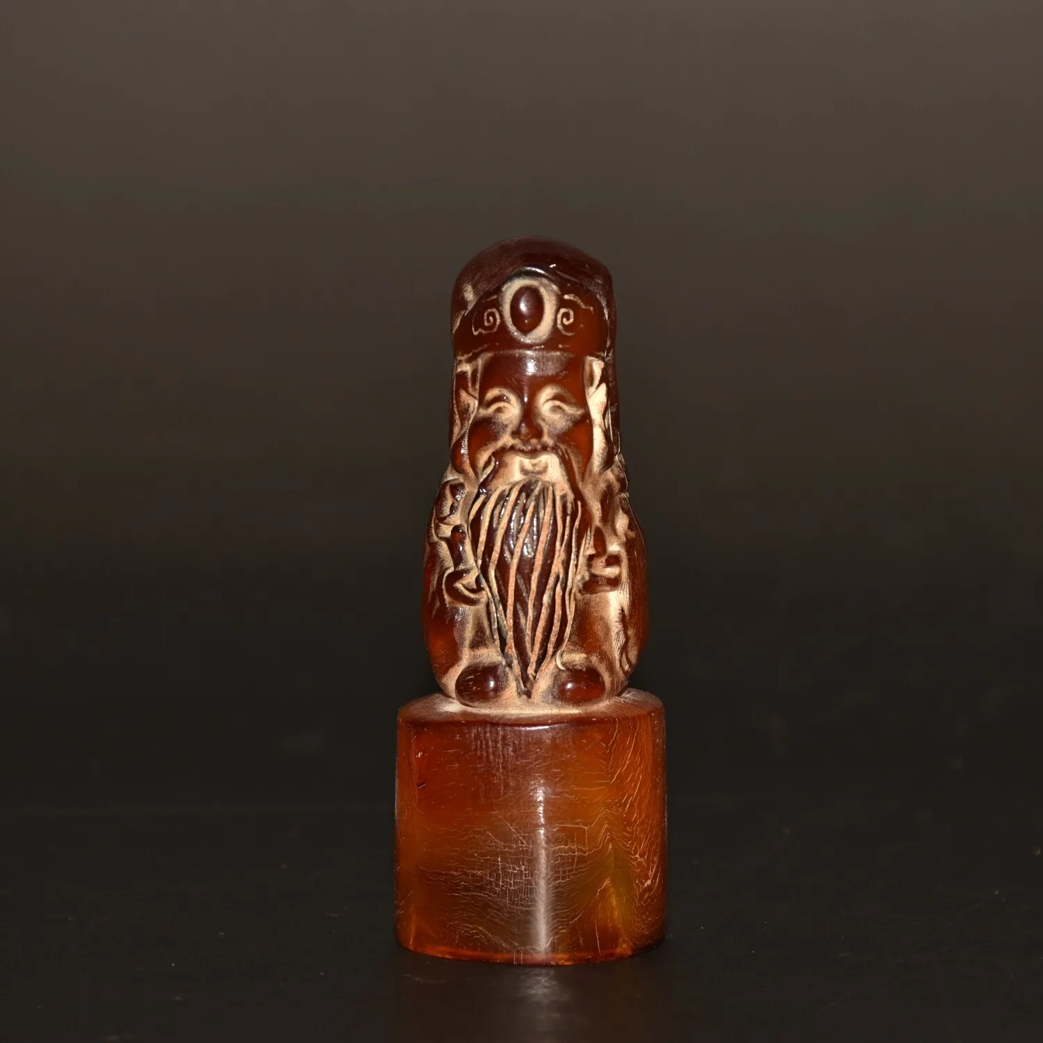 Collection of Handmade Carved Wealth God Seal Ornaments with Sheep Horns