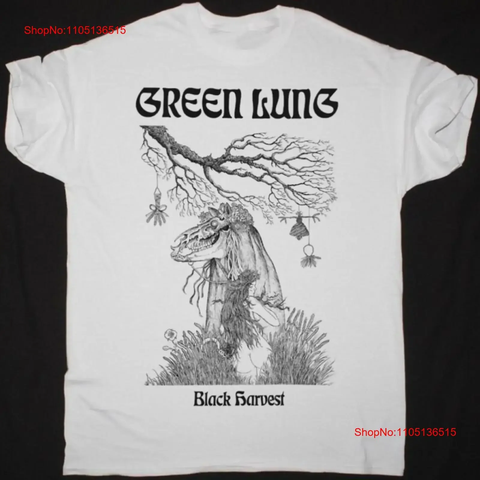 Vtg GREEN LUNG Band أسود حصل القطن الأبيض تي شيرت جميع الحجم للرجال TU214 خمر غسلها الشارع الشهير مصمم الملابس #1